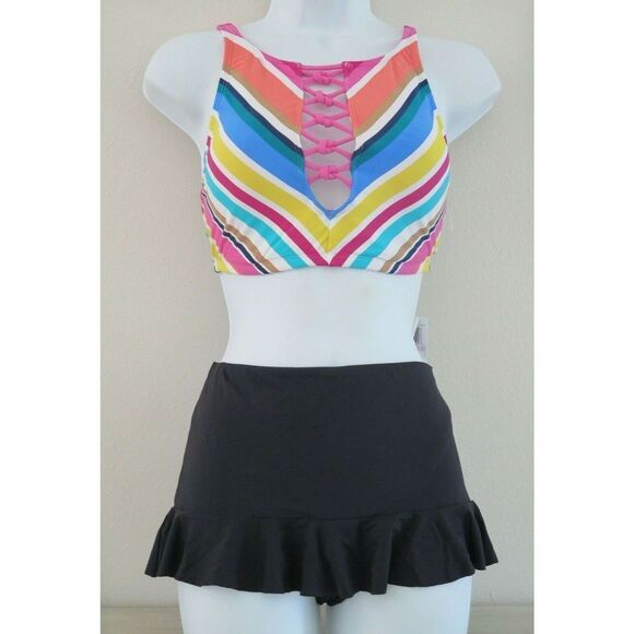 Bleu Rod Beattie RBCB20114 Women's Sz 6 Multicolor Striped Bikini Set $150 - Picture 1 of 5